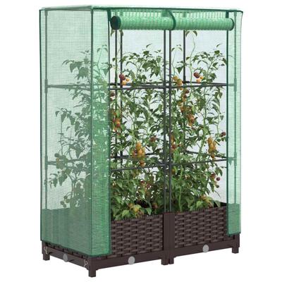 VidaXL Plantenbak verhoogd met kashoes 80x40x123 cm rattanlook VidaXL Plantenbak verhoogd met kashoes 80x40x123 cm rattanlook