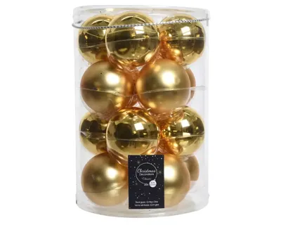 Kerstballen Glas Ø8cm Goud 16st Kerstballen Glas Ø8cm Goud 16st