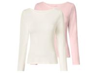 esmara Set van 2 dames longsleeves (Roze/wit, L (44-46)) - thumbnail