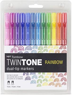 Tombow • twintone dual-tip marker set regenboog kleuren 12pcs