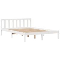 Bedframe zonder matras massief grenenhout wit 140x190 cm - thumbnail