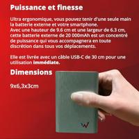 Powerbank Wonder Wonder WX20 Zilverkleurig 20000 mAh - thumbnail