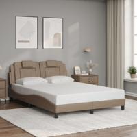 Bedframe met hoofdbord kunstleer cappuccinokleurig 160x200 cm - thumbnail
