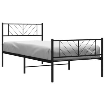 Bedframe met hoofd- en voeteneinde metaal zwart 107x203 cm Bedframe met hoofd- en voeteneinde metaal zwart 107x203 cm