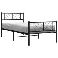 Bedframe met hoofd- en voeteneinde metaal zwart 107x203 cm - thumbnail
