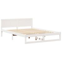 Bedframe met hoofdeinde Wit 160 x 200 cm Massief grenenhout - thumbnail