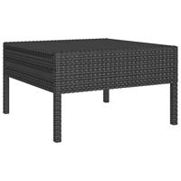 3-delige Loungeset met kussens poly rattan zwart - thumbnail