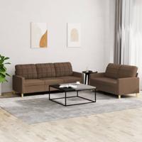 2-delige Loungeset met kussens stof bruin - thumbnail