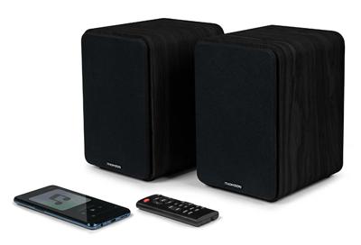 THOMSON WS600DUO - Set van 2 luidsprekers met houten kist - 100W - Bluetooth 5.0 - 2 RCA-uitgangen - Zwart - thumbnail