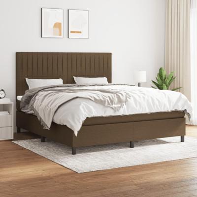 Boxspring met matras stof donkerbruin 160x200 cm