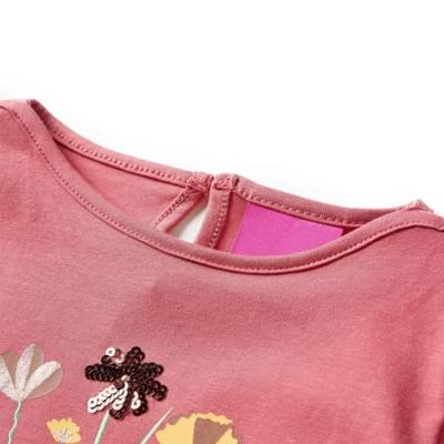 Kindershirt met lange mouwen bloemenprint 116 oudroze