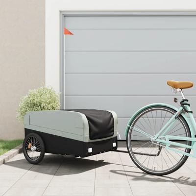 Fietstrailer 45 kg ijzer zwart en grijs Fietstrailer 45 kg ijzer zwart en grijs