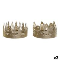 Kerstkaarshouder DKD Home Decor Gouden Natuurlijk 16,5 x 16,5 x 8,5 cm (2 Stuks) - thumbnail