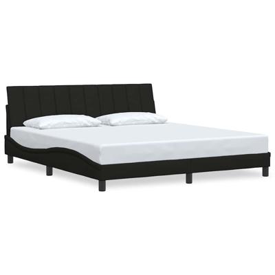 Bedframe zonder matras "Hanko" stof zwart 200x200 cm - thumbnail
