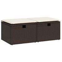 2-delige Loungeset met kussens poly rattan acacia bruin - thumbnail