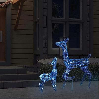 Kerstversiering rendierfamilie 160 LED's blauw acryl - thumbnail