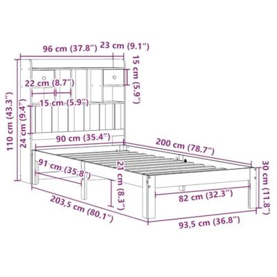 Bed met boekenkast zonder matras grenenhout wit 90x200 cm Bed met boekenkast zonder matras grenenhout wit 90x200 cm