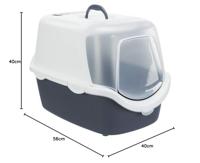 TRIXIE KATTENBAK VICO OPEN TOP MET KAP BLAUW GRIJS / WIT 56X40X40 CM - thumbnail