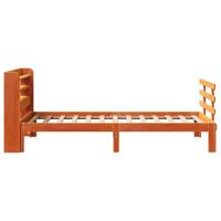 Bedframe met hoofdbord massief grenenhout wasbruin 100x200 cm - thumbnail