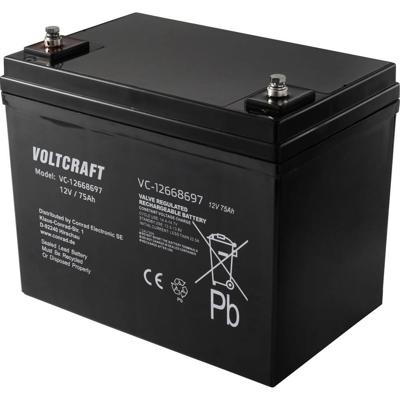 VOLTCRAFT VC-12668697 Loodaccu 12 V 75 Ah Loodvlies (AGM) (b x h x d) 258 x 206 x 166 mm Onderhoudsvrij, Geringe zelfontlading