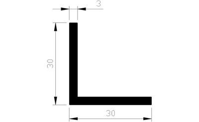 Hoekprofiel alu brute 30x30x3mm (5mtr)
