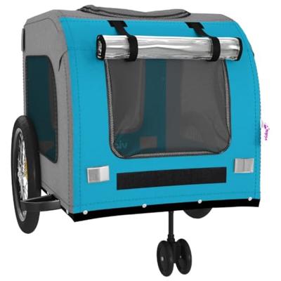 Hondenfietstrailer oxford stof en ijzer blauw en grijs - thumbnail