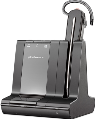 Plantronics DECT Mono-headset 'Savi W8240' convertibel, met basisstation, hoofdbeugel + nekbeugel en oorhaak, SoundGuard, zwart