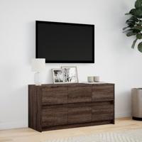 Tv-meubel met LED 100x34x50 cm bewerkt hout bruin eikenkleurig - thumbnail