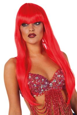 Lange pruik de luxe rood