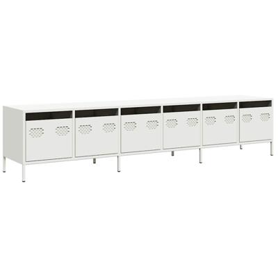 Tv-meubel 202x39x43,5 cm koudgewalst staal wit