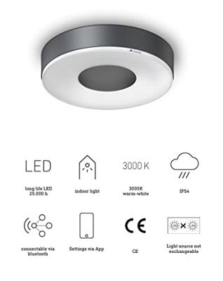 Steinel 078775 INNENLEUCHTE RS 200 C LED-plafondlamp LED LED vast ingebouwd 17.1 W Antraciet-grijs