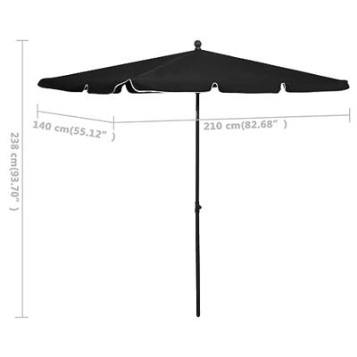 VidaXL Parasol met paal 210x140 cm zwart
