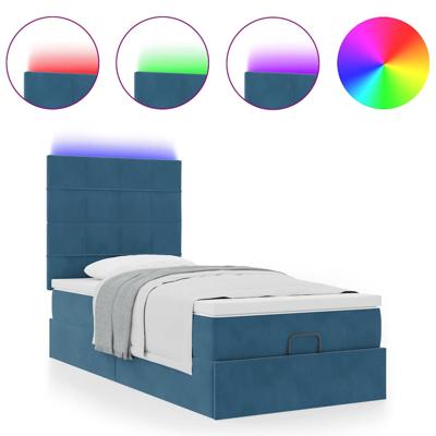 Ottoman bed met matrassen en LED's 140x190cm fluweel - thumbnail
