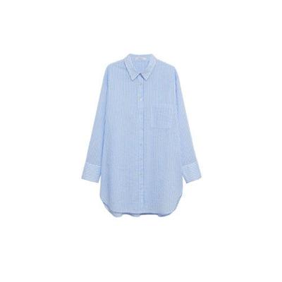 Violeta by Mango gestreepte geweven blouse lichtblauw/wit Violeta by Mango gestreepte geweven blouse lichtblauw/wit