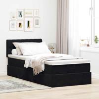 Ottoman bed met matras 90x200cm fluweel zwart - thumbnail