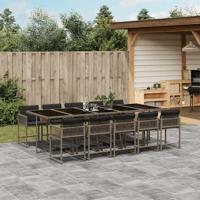 11-delige Tuinset met kussens poly rattan grijs - thumbnail
