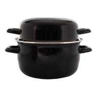 Mosselpan Emaille 24 cm Zwart - thumbnail