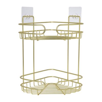 Badkamerrek hoek dubbel - goudkleurig - 21.5x21.5x34 cm