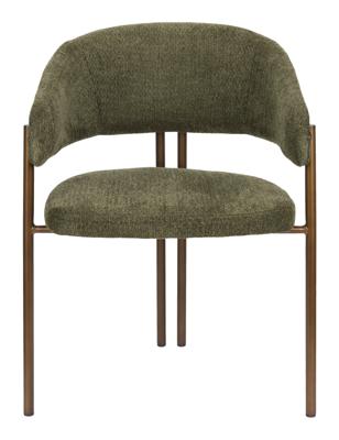 Dutchbone Eetkamerstoel 'Naida' Bouclé, kleur Groen Dutchbone Eetkamerstoel 'Naida' Bouclé, kleur Groen