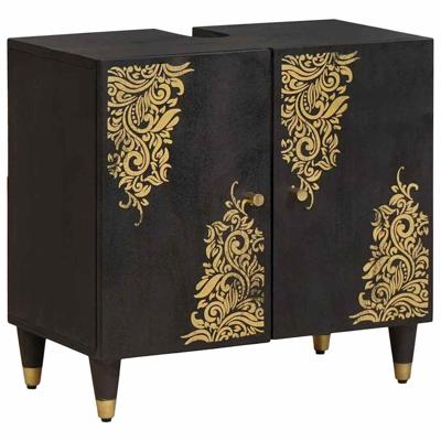 Wastafelkast Zwart 62 x 33 x 58 cm Massief Mango Hout