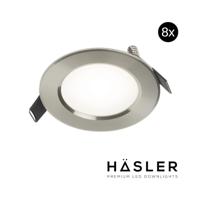Inbouwspot Häsler Comarruga Incl. Fase Aansnijding Dimbaar 9.2 cm 4 Watt Helder Wit RVS Set 8x - thumbnail