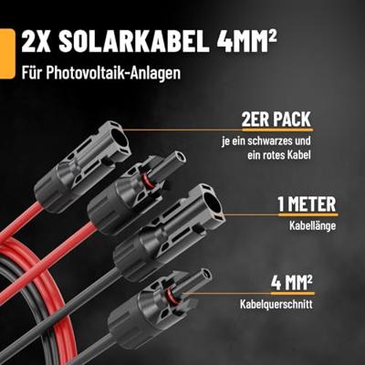 Absina 910000 ABSINA 2x 1 Meter Solarkabel 4mm2 - PV Kabel, Solarleitung, PV Leitung Verlengkabel 4 mm² Kabellengte 1 m Absina 910000 ABSINA 2x 1 Meter Solarkabel 4mm2 - PV Kabel, Solarleitung, PV Leitung Verlengkabel 4 mm² Kabellengte 1 m