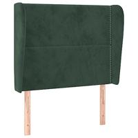 Hoofdbord met randen 93x23x118/128 cm fluweel donkergroen - thumbnail