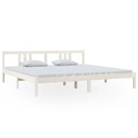 Bedframe massief hout wit 200x200 cm - thumbnail