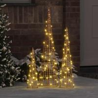 VidaXL Kerstboom met 90 led 3 pcs warmwit 20 x 20 x 80 cm pet - thumbnail