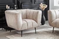 Retro fauteuil NOBLESSE 105cm champagne fluweel met decoratieve quilting - 43267 - thumbnail