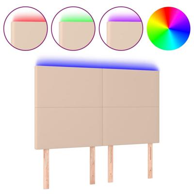 Hoofdbord LED 144x5x118/128 cm kunstleer cappuccinokleurig - thumbnail