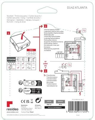 Honeywell Gong | Type D142 | Bedraad | Zonder beldrukker | Wit - 00.634.32 - thumbnail