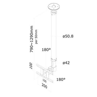 Neomounts FPMA-C100SILVER monitor plafondsteun bevestiging