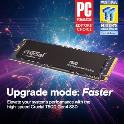 Crucial t500 1 tb ssd (zwart, pcie 4.0 x4, nvme, m.2 2280)
